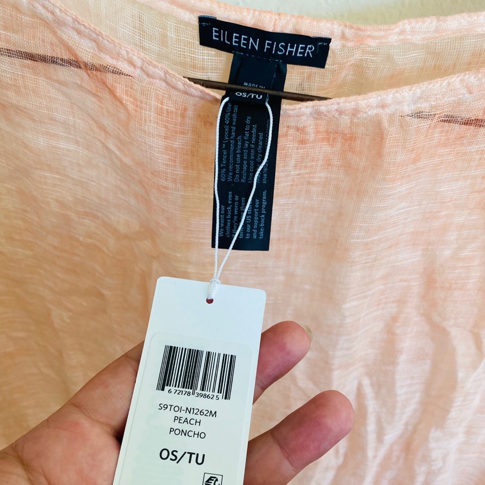 Eileen Fisher peach poncho one size nwt - Picture 4 of 5